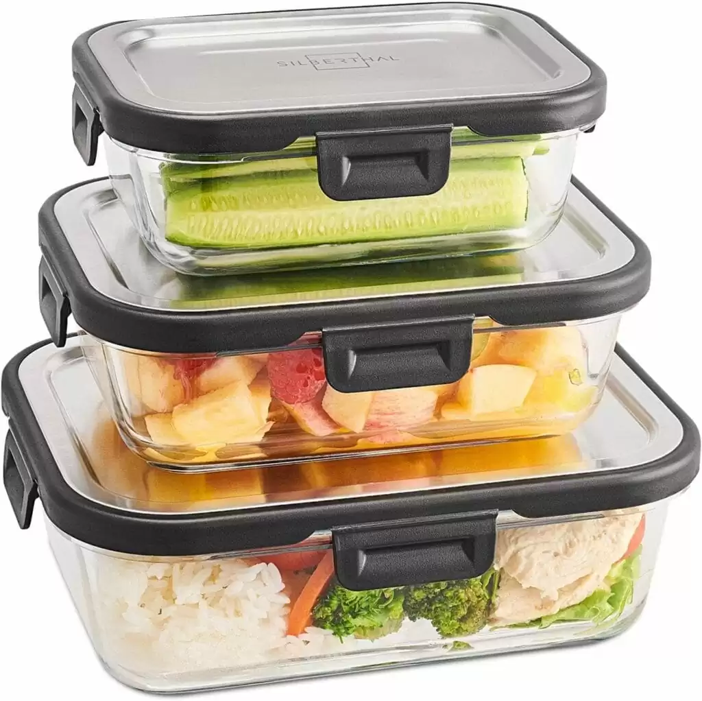 Plastic free tupperware made from glass and stainless steel