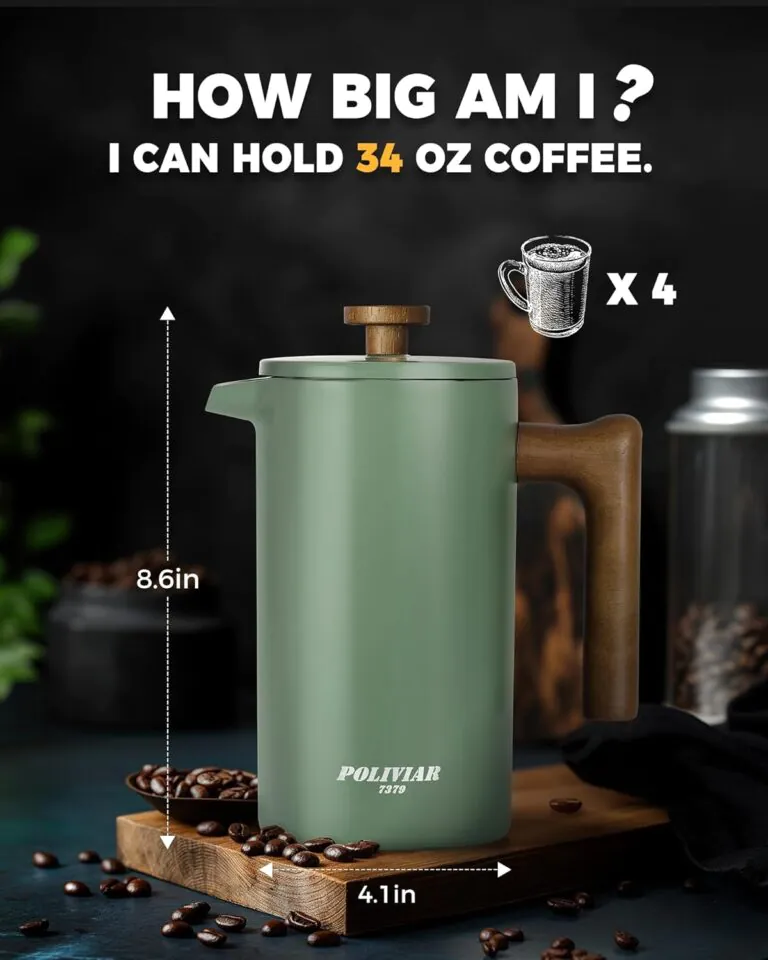 green stainless steel french press with no plastic